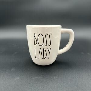 Rae Dunn Coffee Tea Mug BOSS LADY Cream with Black Letters 16 oz